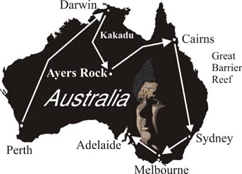 Reiseroute der Australien Studienreise